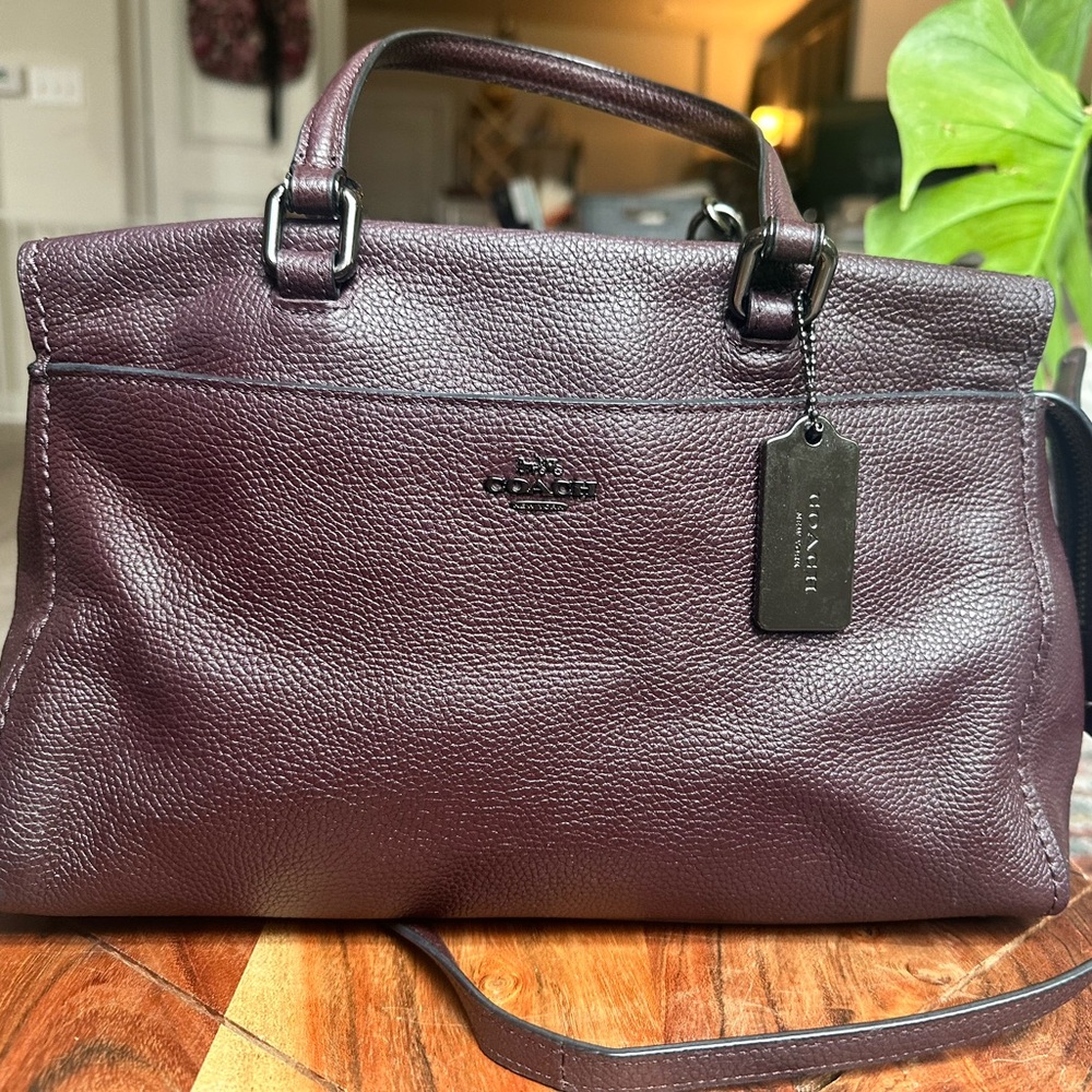 Coach 21346 Fulton Satchel in Oxblood with dark metallic hardware.
